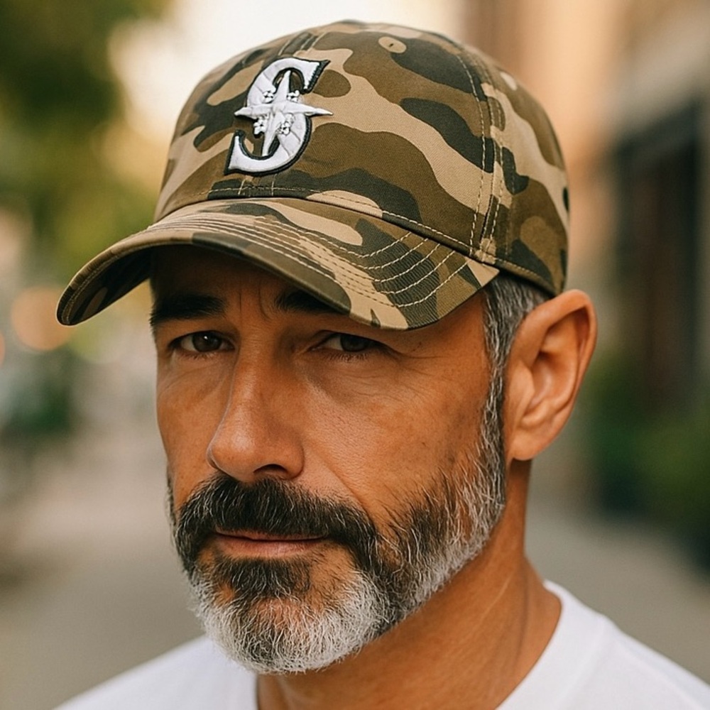 SEATTLE MARINERS Baseball Hat Tan Camo Boeing Melonwear Salute to Service USA